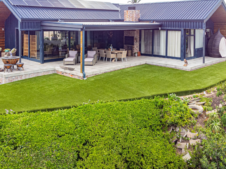 artificial grass installed in backyard