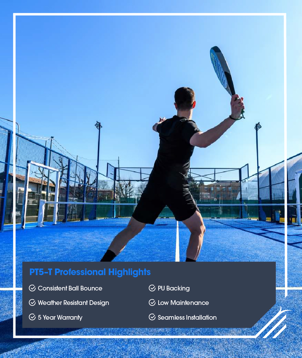 man playing padel on easigrass artifical turf pt5–t professional​